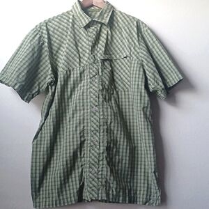 Cabela's Men's Nylon Short Sleeve Utility Shirt Front Zip Pocket Large